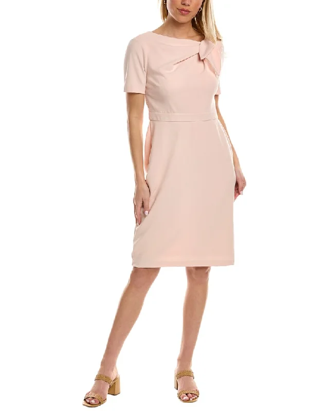 London Times Tie Neck Sheath Dress