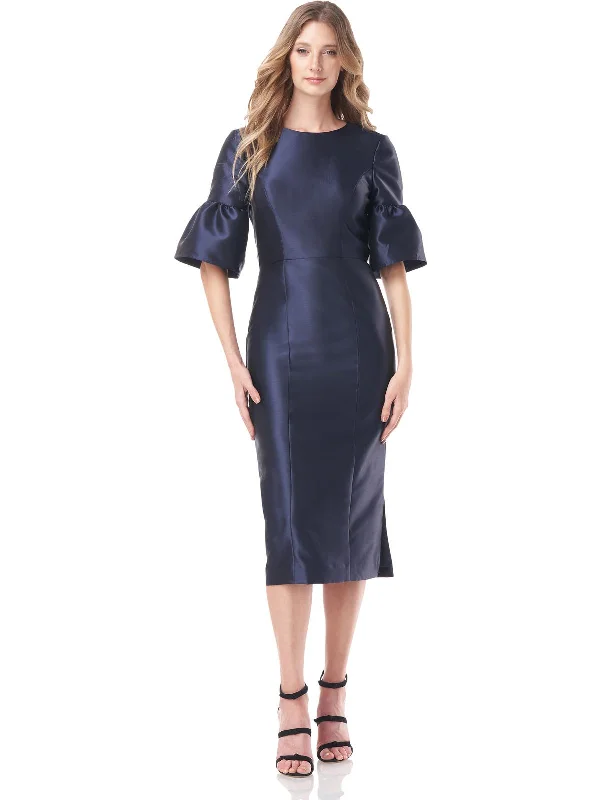 Tessie Womens Satin Midi Cocktail and Party Dress