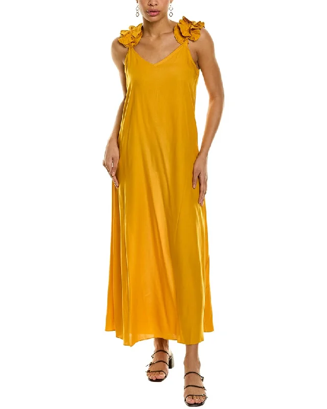 Vince Camuto Ruffle Shoulder Maxi Dress