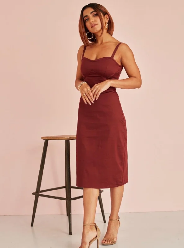 Tiana Burgundy Column Dress