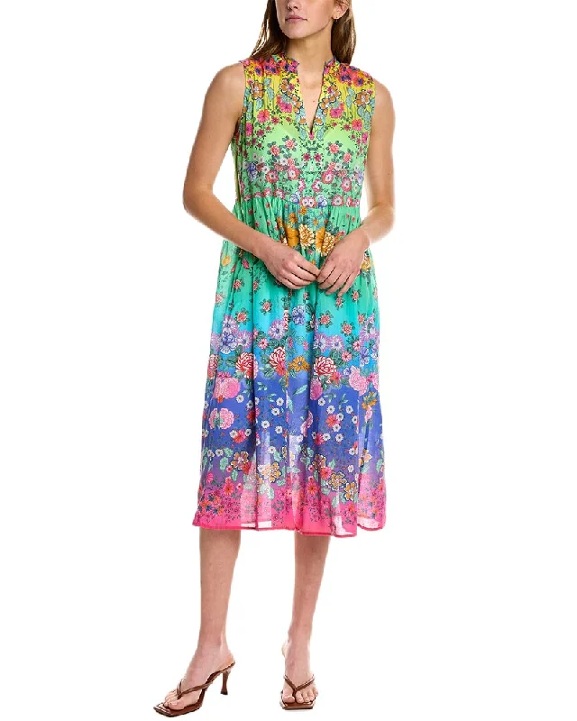 Johnny Was Rainbow Field Ruffle Tank Dress