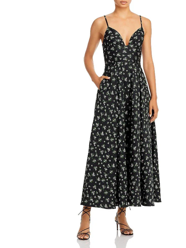 Womens Floral Knit Midi Midi Dress