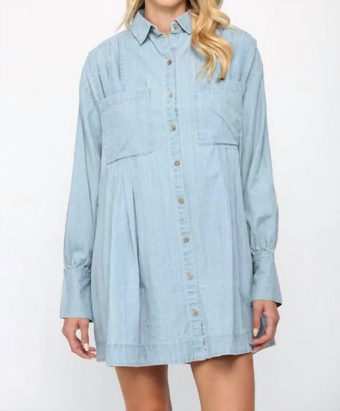 Rhett Chambray Shirt Dress in Light Denim