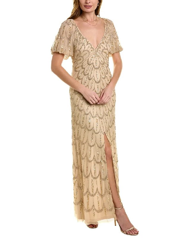 Aidan Mattox Puff Sleeve Gown