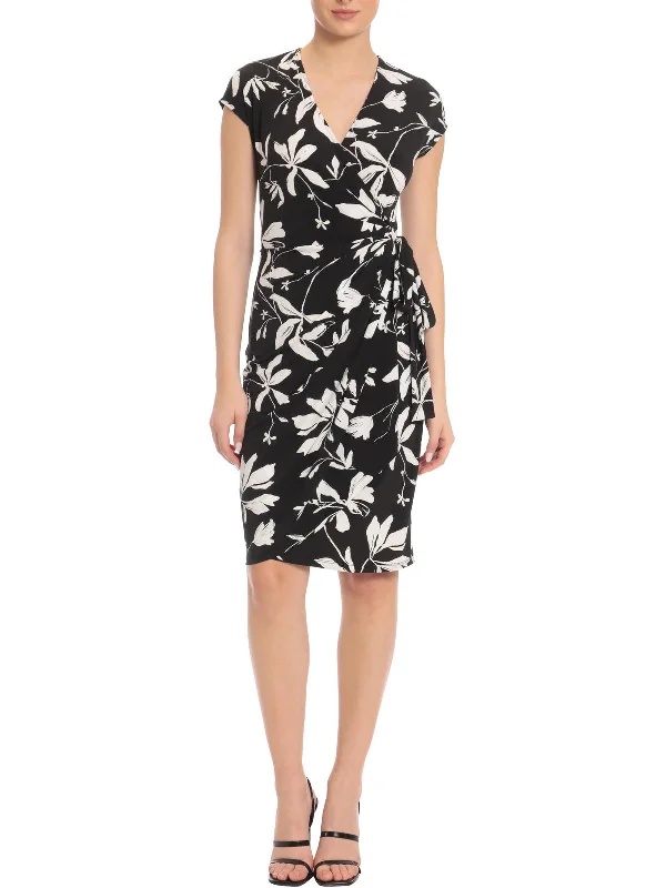 Womens Printed Short Wrap Dress