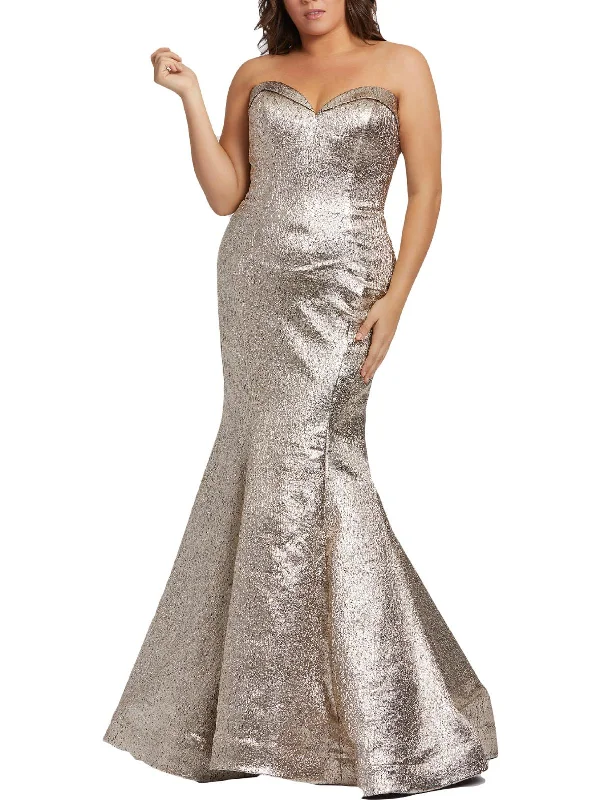 Womens Metallic Long Evening Dress