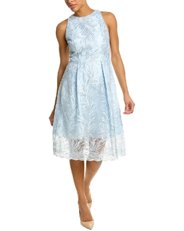 Adrianna Papell Embroidered A-Line Dress