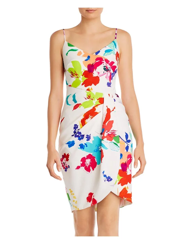 Sadora Womens Floral Short Sheath Dress