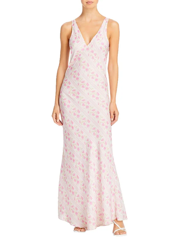 Iliana Womens Floral Print Maxi Slip Dress