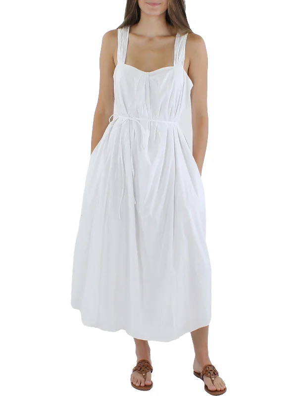 Womens Gathered Mid Calf Sundress