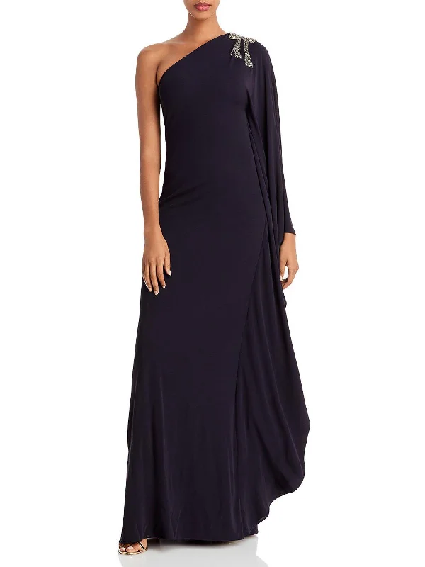 Womens Drapey Long Evening Dress