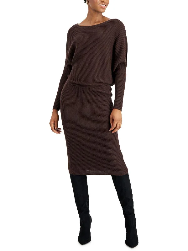 Womens Knit Ribbed Sweaterdress