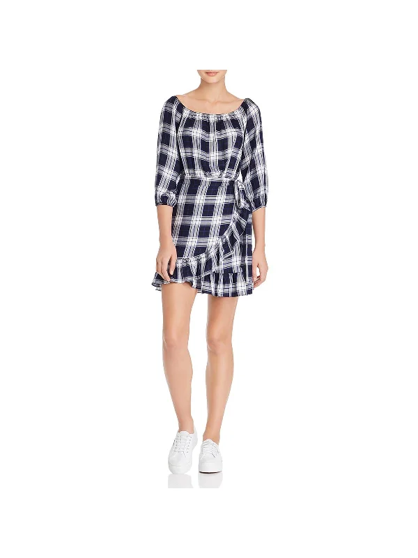 Womens Woven Plaid Casual Dress