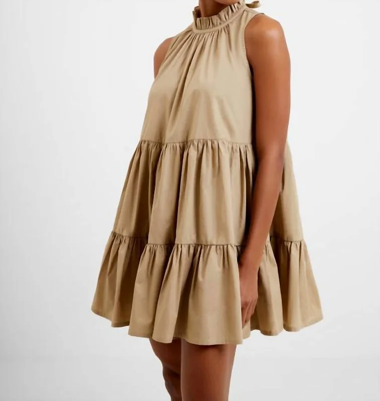 Rhode Conscious Poplin Sleeveless Tiered Dress in Incense