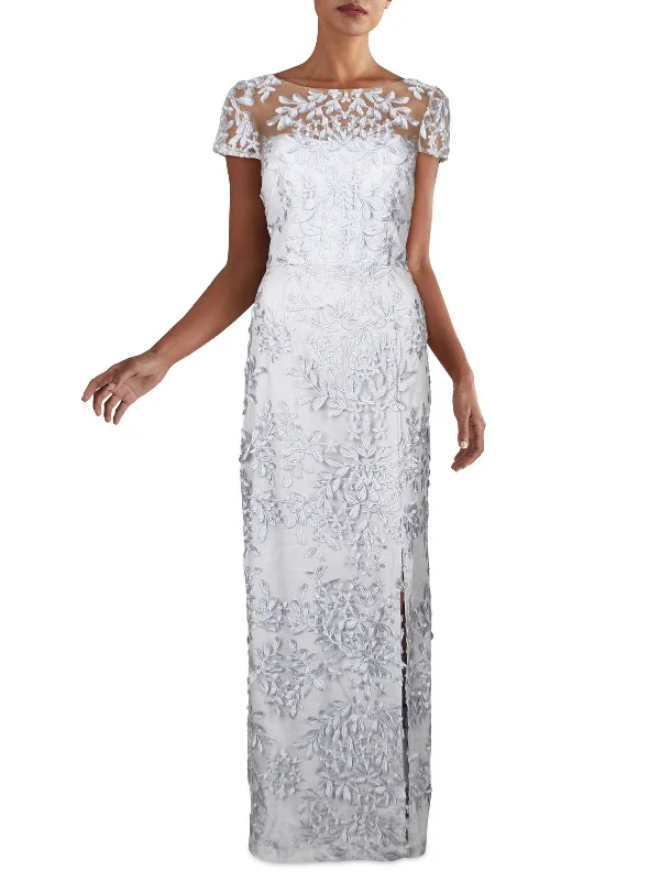 Womens Embroidered Long Evening Dress