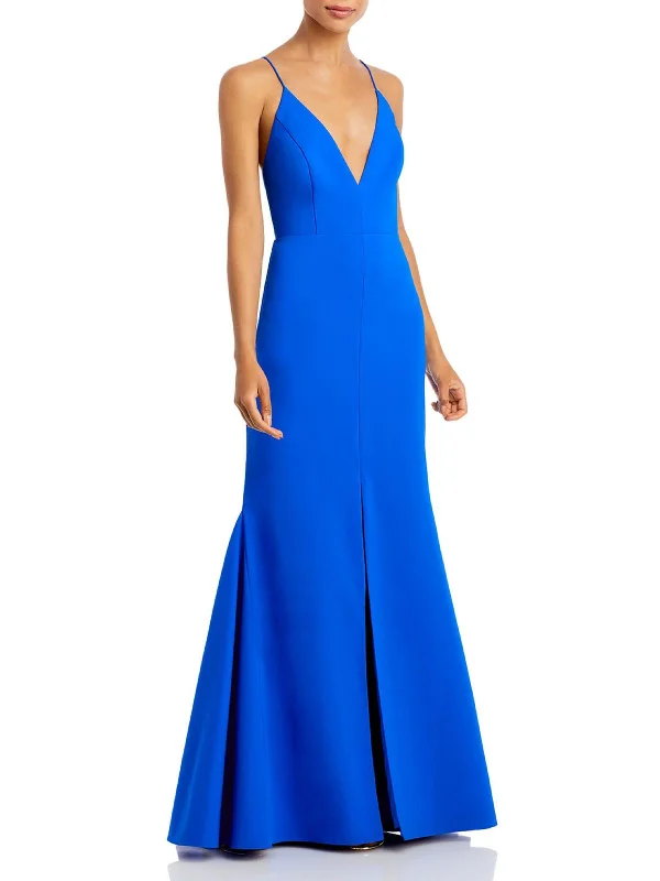 Womens Side Slit Trumpet Formal Dress