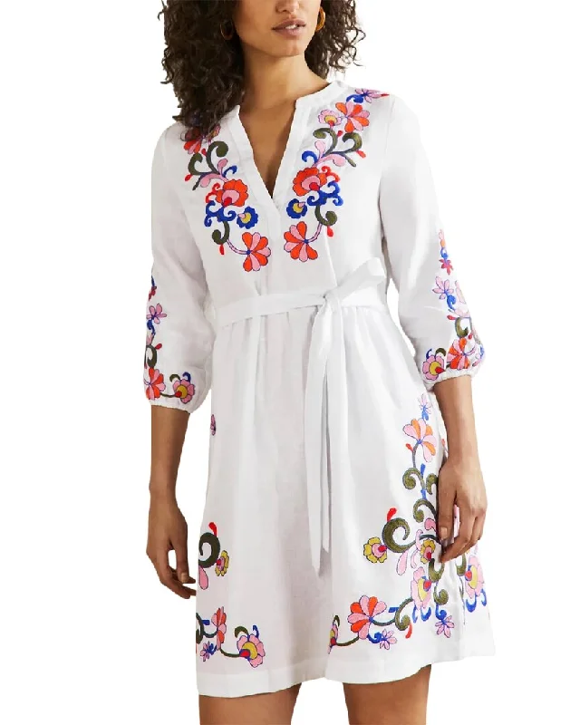 Boden Embroidered Linen Dress