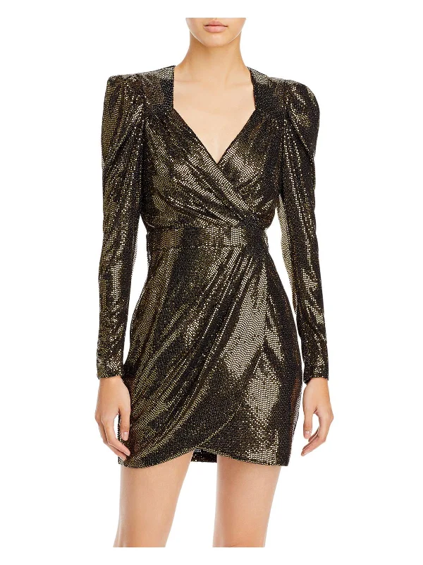 Womens Metallic Mini Cocktail and Party Dress