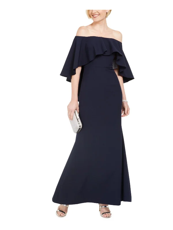 Womens Capelet Off The Shoulder Formal Dress