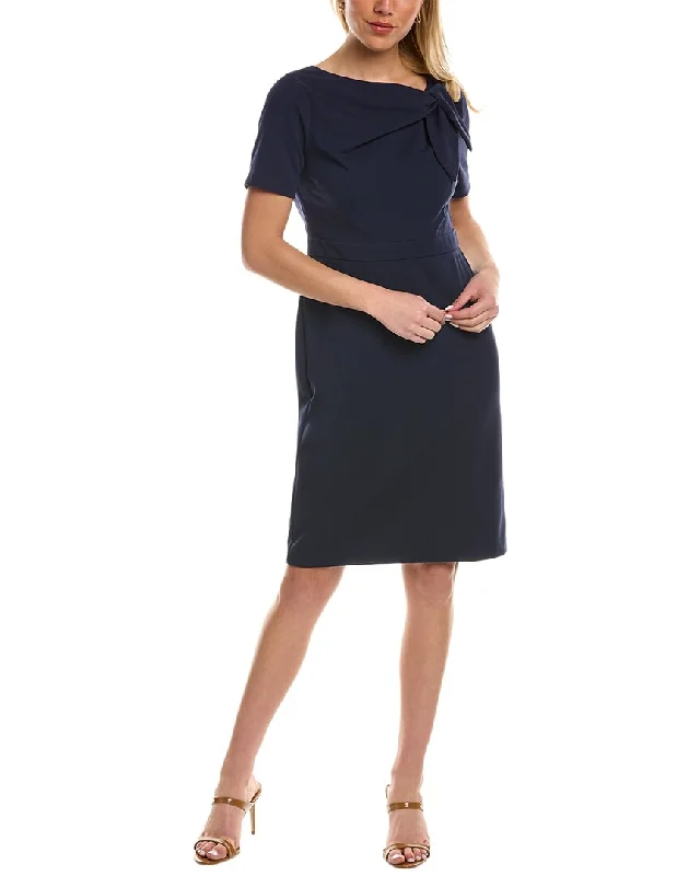 London Times Tie Neck Sheath Dress