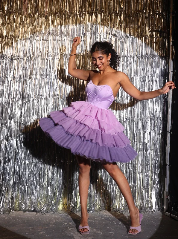 Belle Lavender Ombre Ruffle Tulle Corset Dress