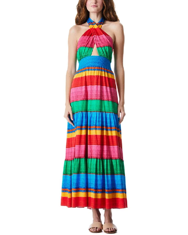 alice + olivia Lyndon Cross Front Halter Maxi Dress