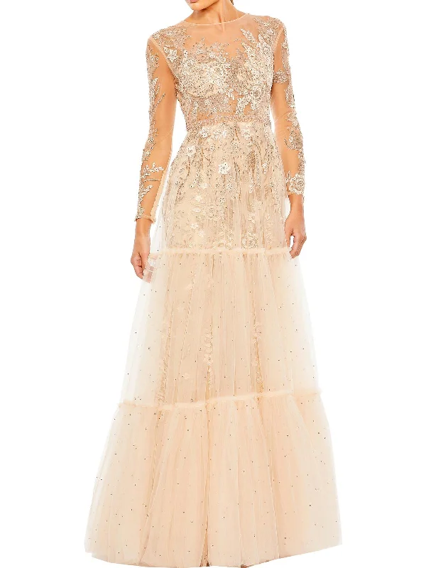 Womens Sheer Long Evening Dress