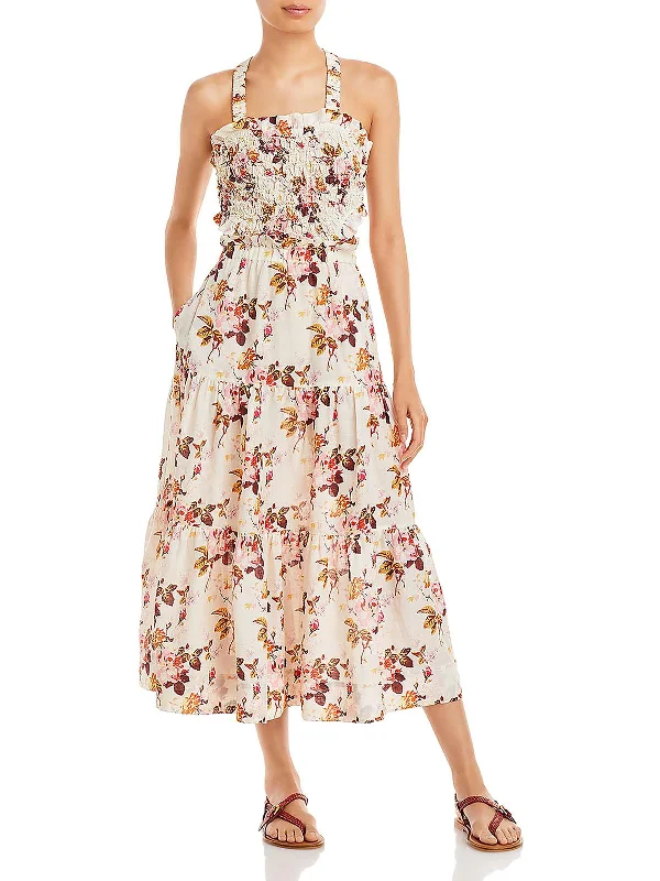 Esme Womens Floral Smocked Maxi Dress