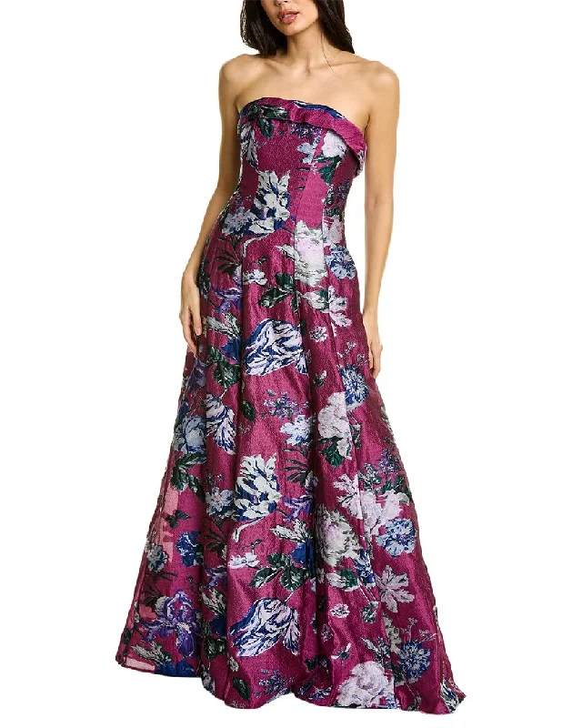 Marchesa Notte Floral Fil-Coupé Gown