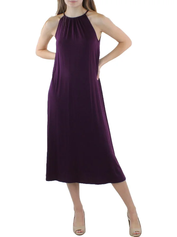 Womens Tencel Blend Halter Sheath Dress