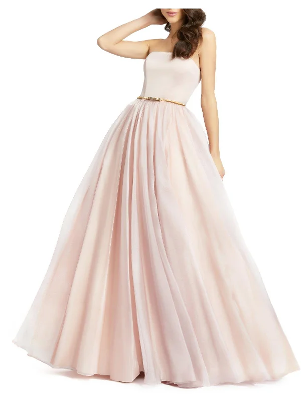 Womens Strapless Full Length Evening Dress