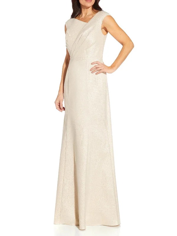 Womens Metallic Maxi Evening Dress