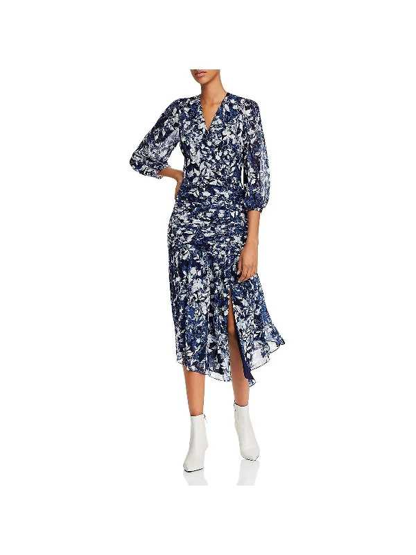 Sonoma Womens Floral Print Slit Cocktail Dress