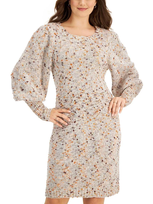 Womens Jewel Neck Long Sleeve Sweaterdress