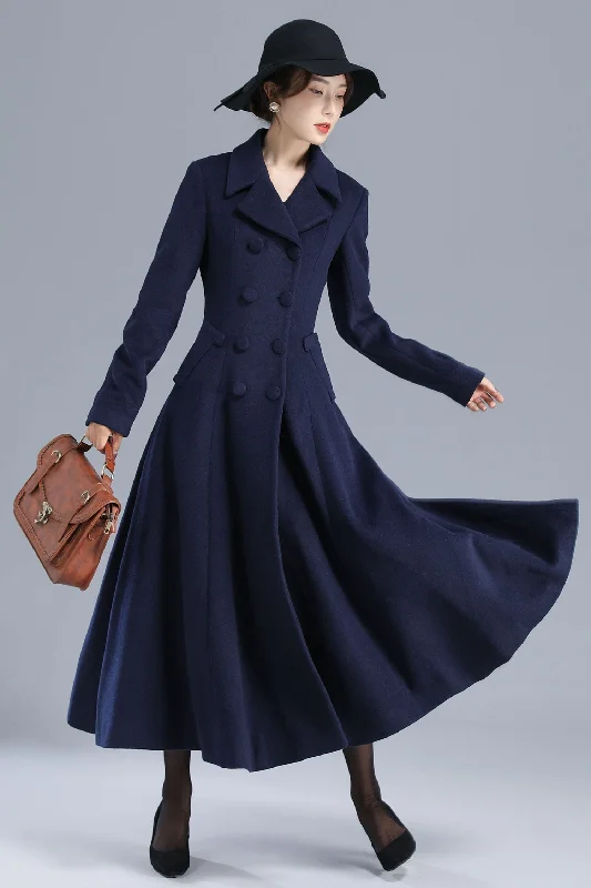 Women's Double Breasted Long Wool Coat 3208