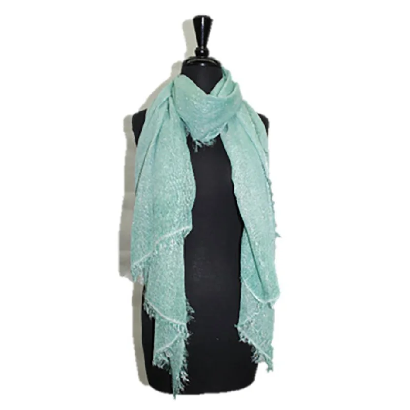 Lurex Frayed Edge Scarf - Green