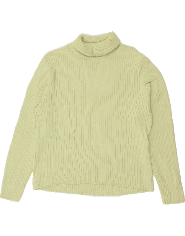 EDDIE BAUER Womens Petite Crop Roll Neck Jumper Sweater UK 14 Medium Green