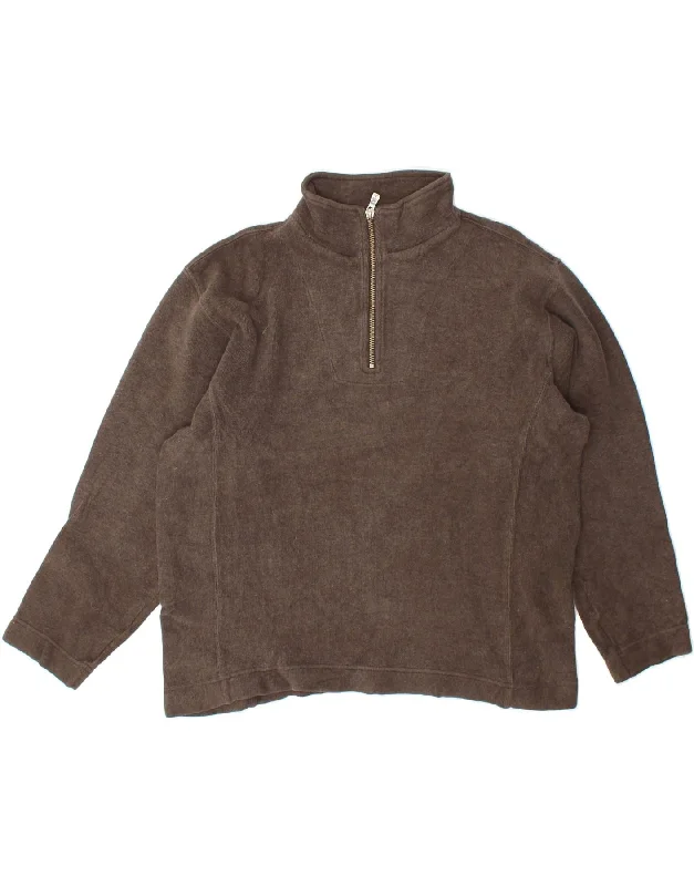 TOMMY BAHAMA Womens Oversized Zip Neck Sweatshirt Jumper UK 6 XS Brown