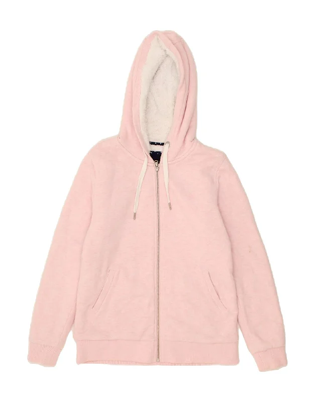 CREW CLOTHING Womens Zip Hoodie Sweater UK 10 Small Pink Cotton