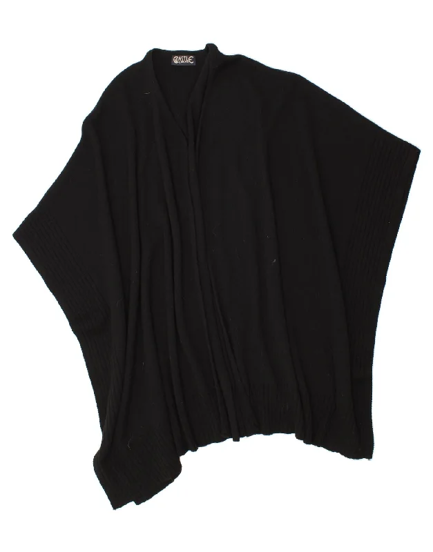 CASTLE OF IRELAND Womens Poncho Jumper One Size Black Wool