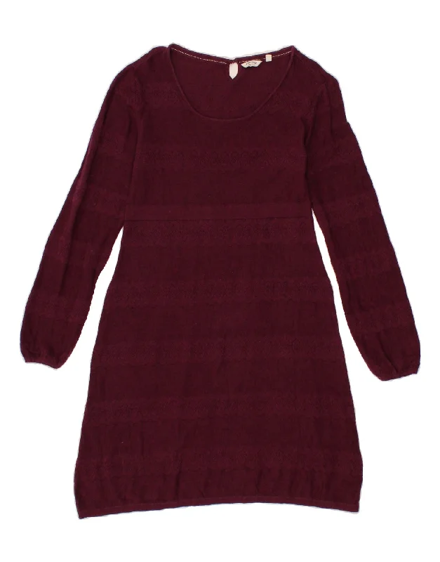 FAT FACE Womens Jumper Dress UK 12 Medium  Maroon Cotton