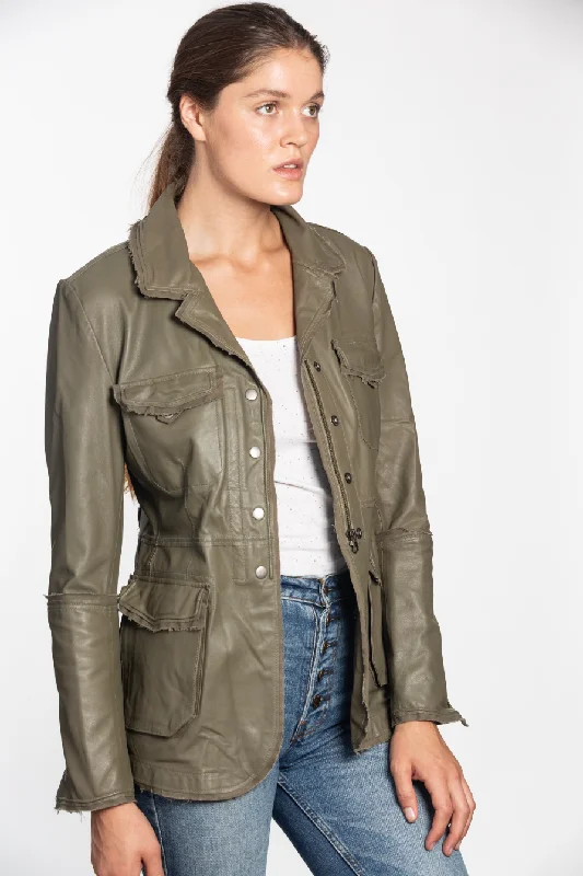 Meryl Leather Jacket - Sage