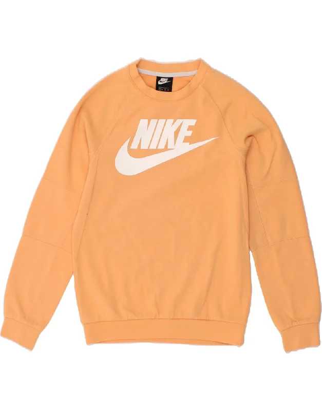 NIKE Womens Graphic Sweatshirt Jumper UK 6 XS Orange Cotton