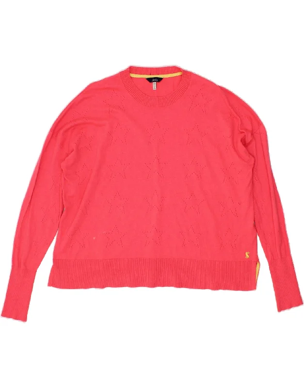 JOULES Womens Oversized Crew Neck Jumper Sweater UK 16 Large Pink Viscose