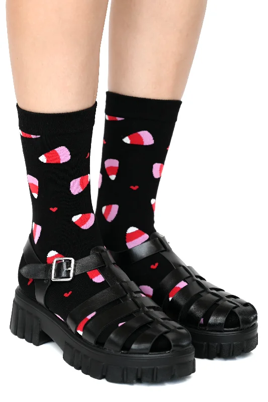 Valloween Candy Corn Socks