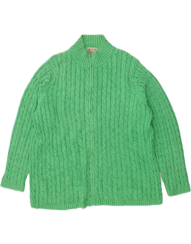 L.L.BEAN Womens Cardigan Sweater UK 20 2XL Green Cotton