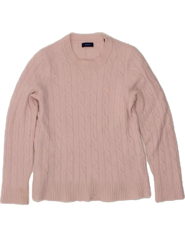 GANT Womens Crew Neck Jumper Sweater UK 10 Small Pink Wool