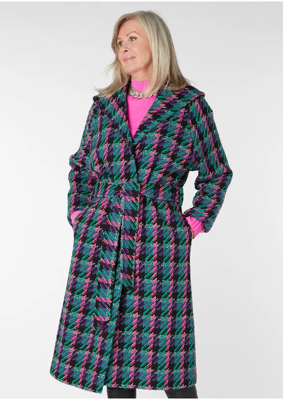 Frankie Check Coat with Tie Belt - size 12