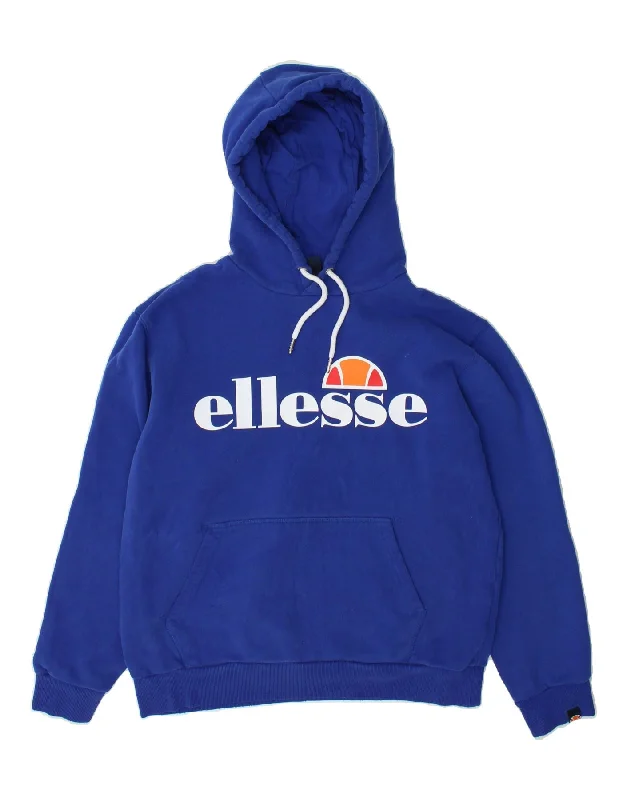 ELLESSE Womens Oversized Graphic Hoodie Jumper UK 10 Small Navy Blue