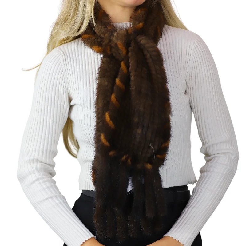 Mink Slip Through Muffler - Brown